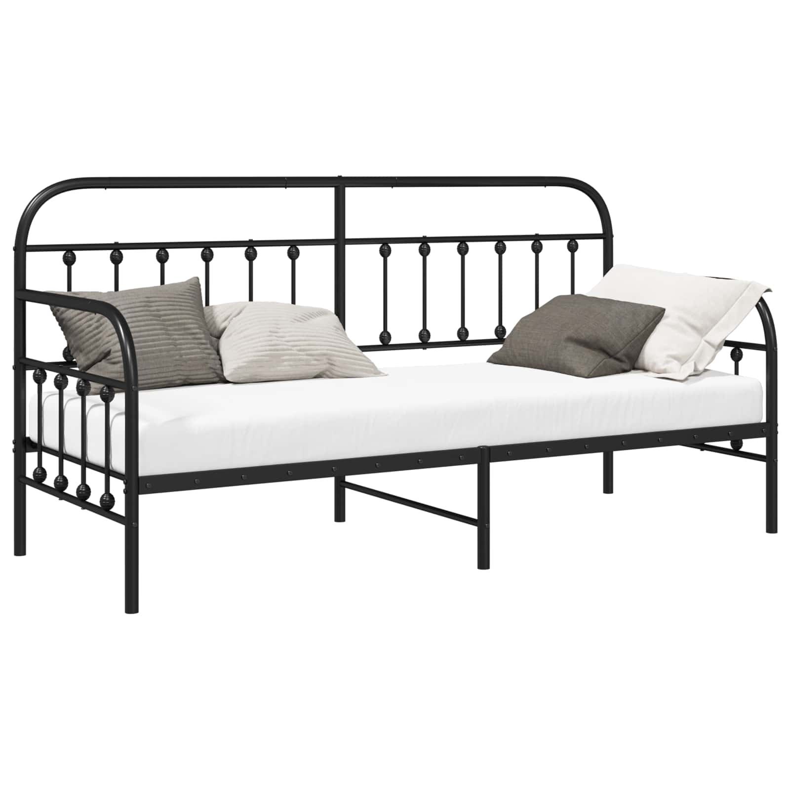 Bedframe voor een daybed Zwart 75 x 190 cm Gepoedercoat staal is nu te koop bij PeponiXL, paradijselijk wonen!