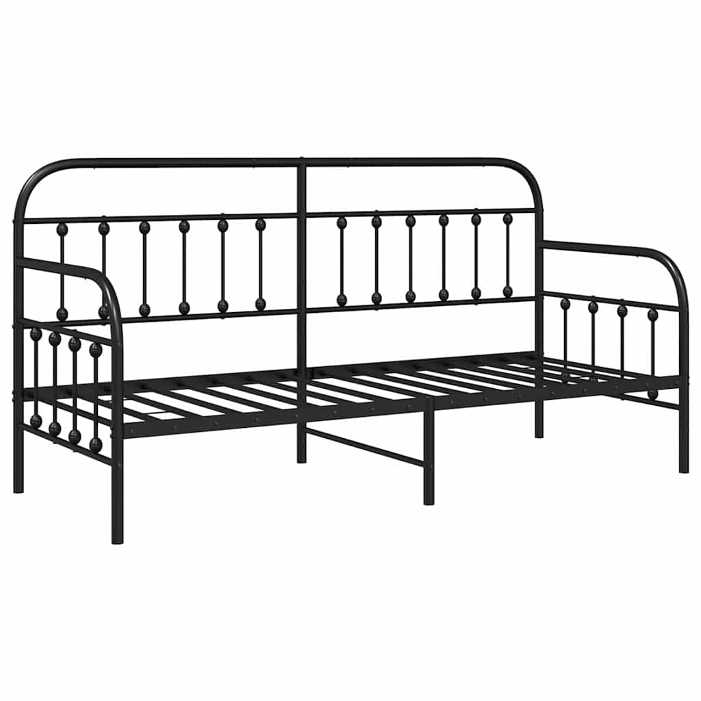 Bedframe voor een daybed Zwart 75 x 190 cm Gepoedercoat staal is nu te koop bij PeponiXL, paradijselijk wonen!