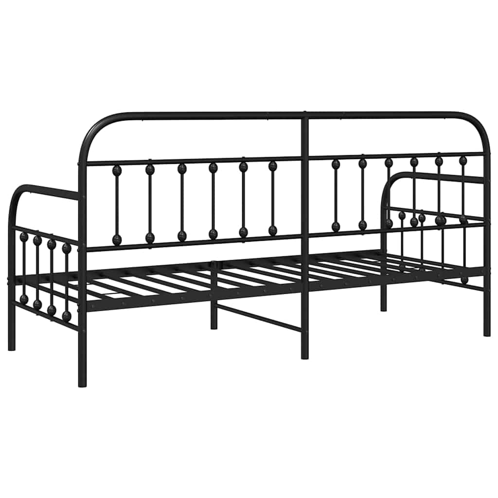 Bedframe voor een daybed Zwart 75 x 190 cm Gepoedercoat staal is nu te koop bij PeponiXL, paradijselijk wonen!