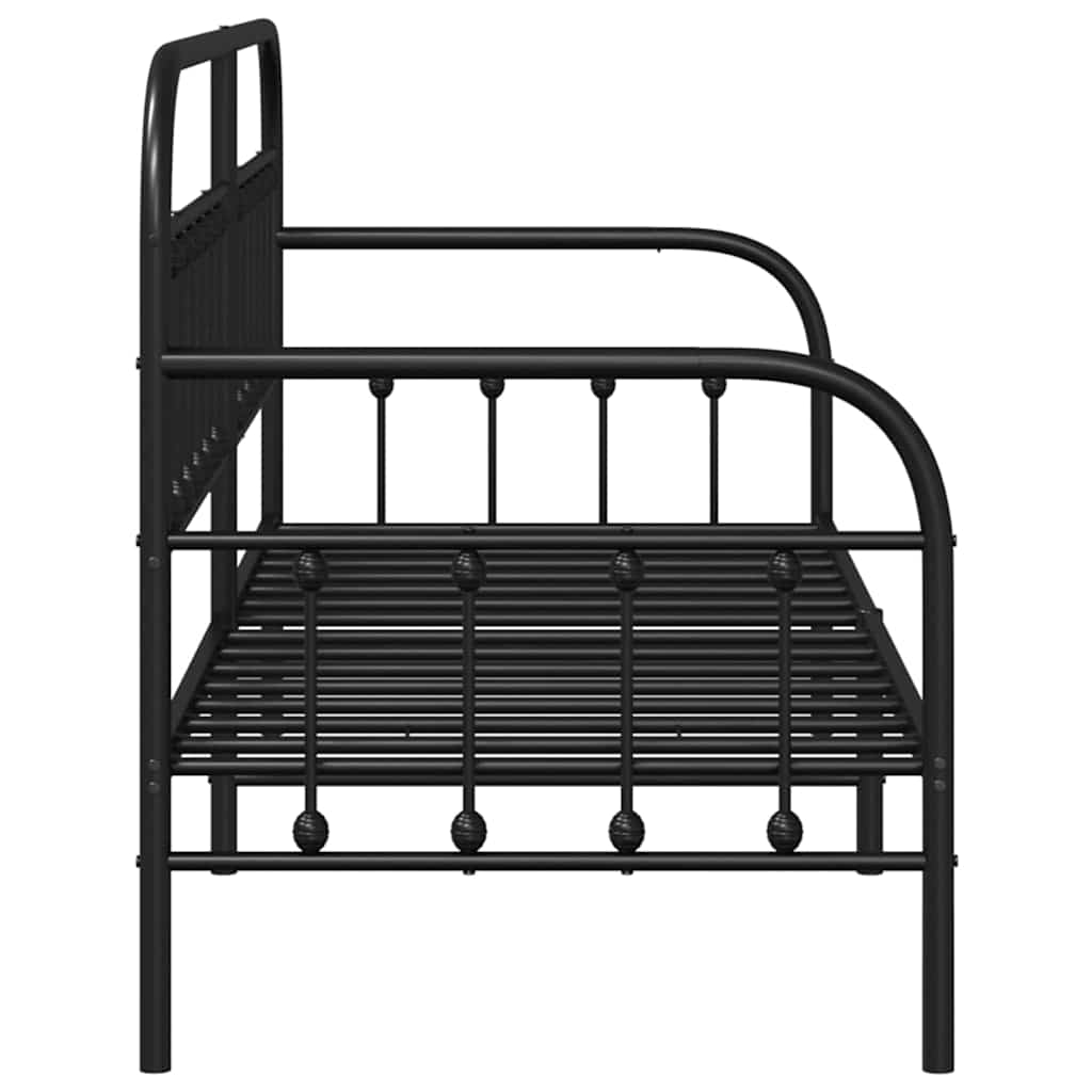 Bedframe voor een daybed Zwart 75 x 190 cm Gepoedercoat staal is nu te koop bij PeponiXL, paradijselijk wonen!