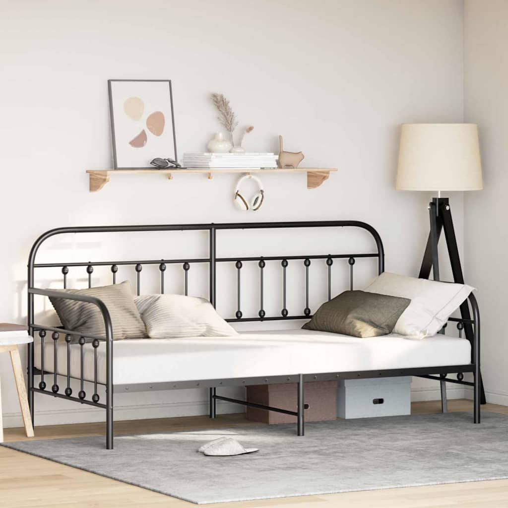 Bedframe voor een daybed Zwart 90 x 200 cm Gepoedercoat staal is nu te koop bij PeponiXL, paradijselijk wonen!