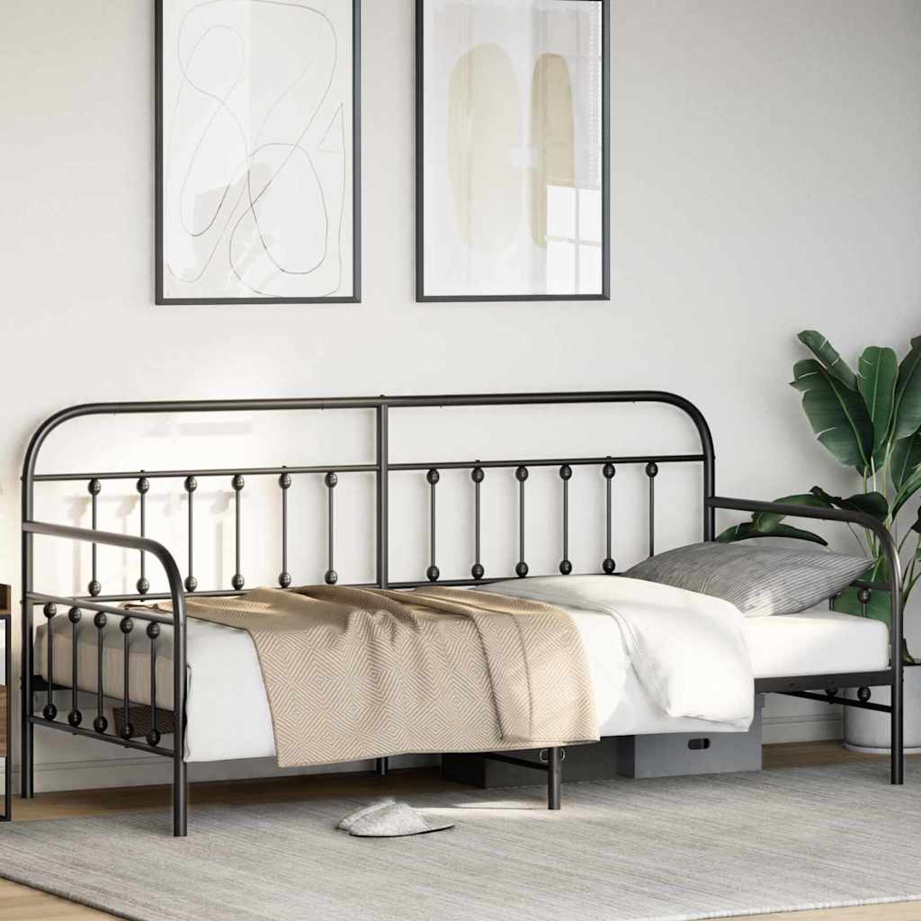 Bedframe voor een daybed Zwart 90 x 200 cm Gepoedercoat staal is nu te koop bij PeponiXL, paradijselijk wonen!