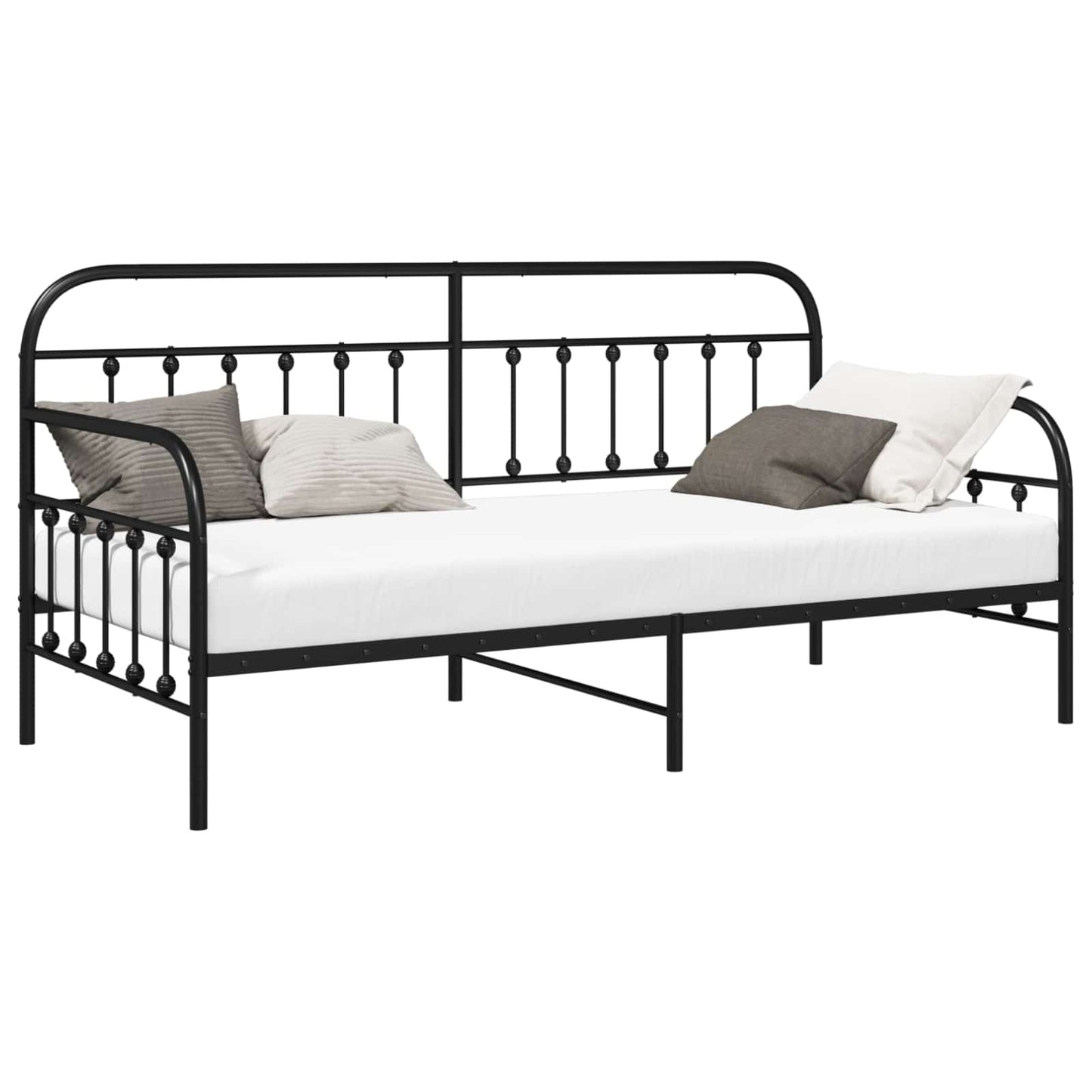 Bedframe voor een daybed Zwart 90 x 200 cm Gepoedercoat staal is nu te koop bij PeponiXL, paradijselijk wonen!