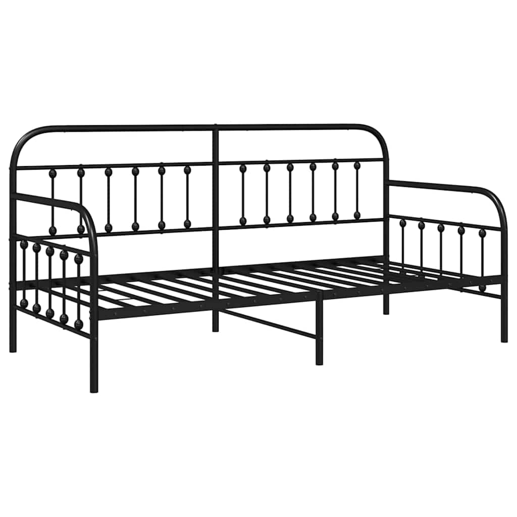 Bedframe voor een daybed Zwart 90 x 200 cm Gepoedercoat staal is nu te koop bij PeponiXL, paradijselijk wonen!