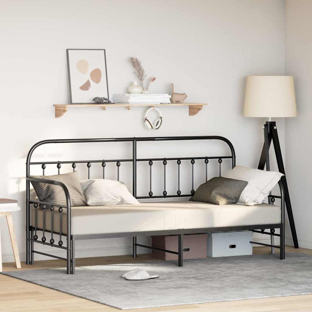 Bedframe voor een daybed Zwart 80 x 200 cm Gepoedercoat staal is nu te koop bij PeponiXL, paradijselijk wonen!