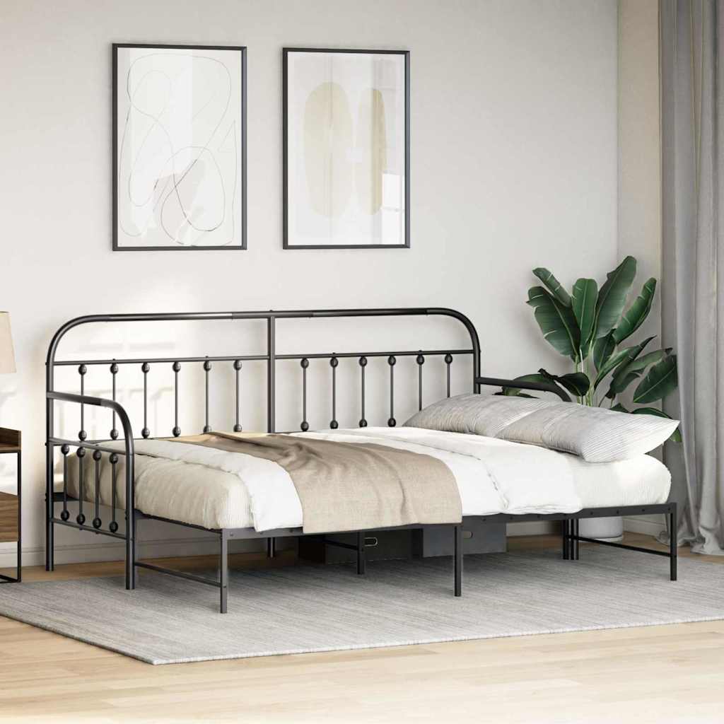 Bedframe voor een daybed Zwart 80 x 200 cm Gepoedercoat staal is nu te koop bij PeponiXL, paradijselijk wonen!