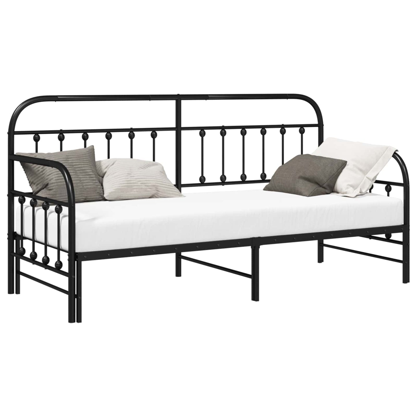 Bedframe voor een daybed Zwart 80 x 200 cm Gepoedercoat staal is nu te koop bij PeponiXL, paradijselijk wonen!