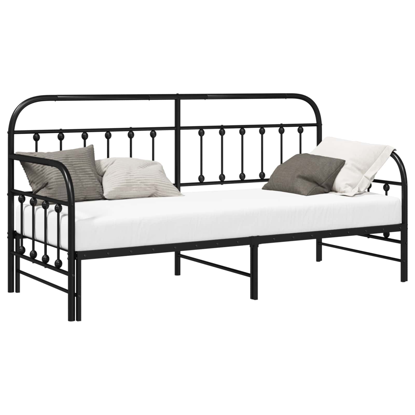 Bedframe voor een daybed Zwart 80 x 200 cm Gepoedercoat staal is nu te koop bij PeponiXL, paradijselijk wonen!