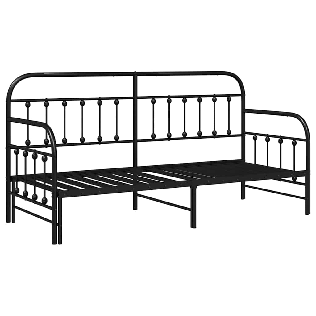 Bedframe voor een daybed Zwart 80 x 200 cm Gepoedercoat staal is nu te koop bij PeponiXL, paradijselijk wonen!