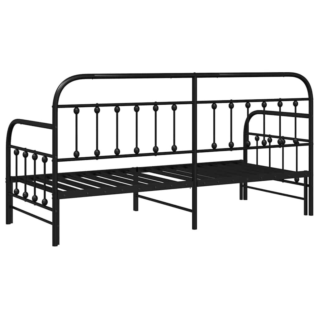 Bedframe voor een daybed Zwart 80 x 200 cm Gepoedercoat staal is nu te koop bij PeponiXL, paradijselijk wonen!