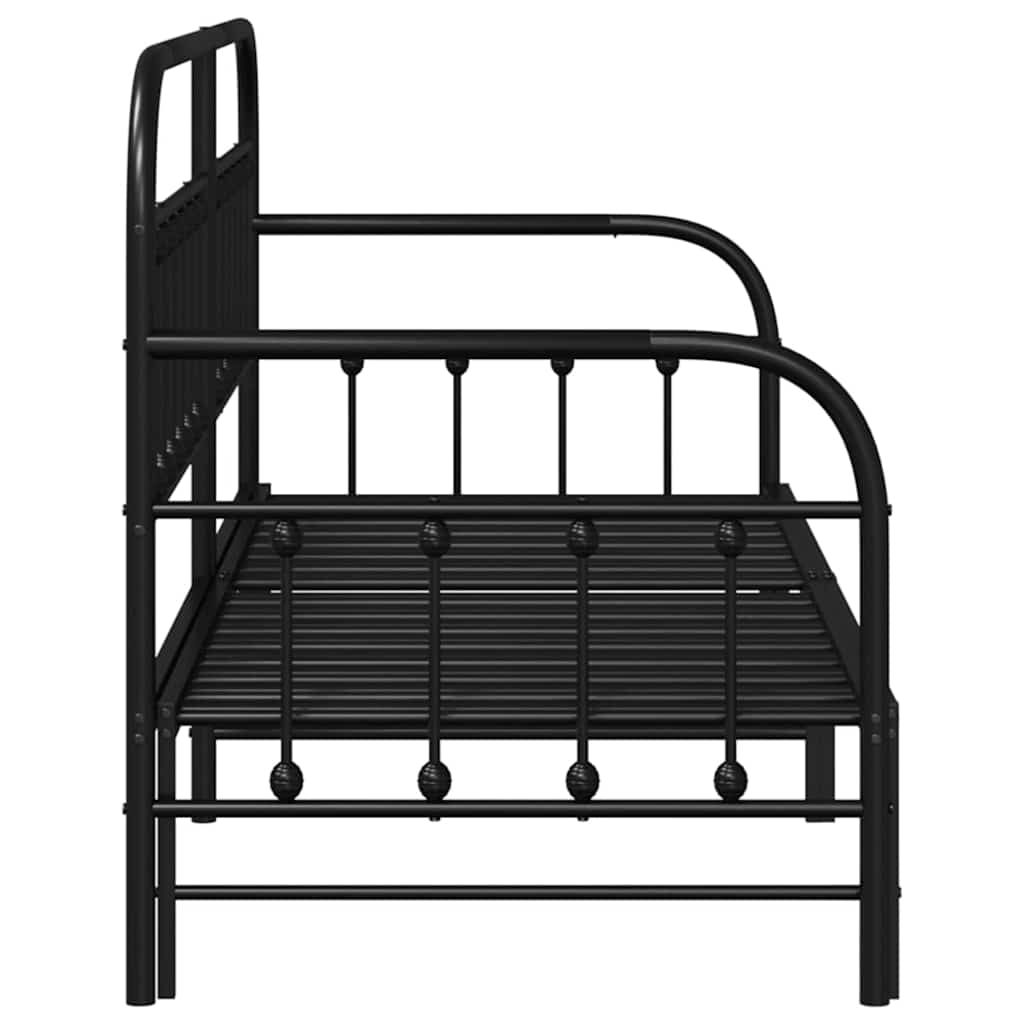 Bedframe voor een daybed Zwart 80 x 200 cm Gepoedercoat staal is nu te koop bij PeponiXL, paradijselijk wonen!