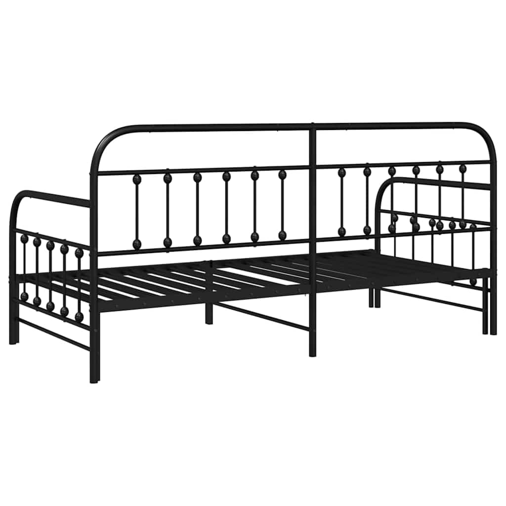 Bedframe voor een daybed Zwart 90 x 190 cm Gepoedercoat staal is nu te koop bij PeponiXL, paradijselijk wonen!