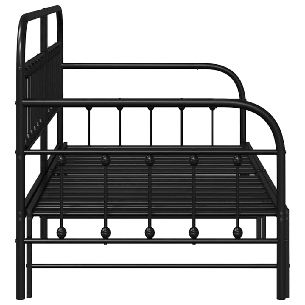 Bedframe voor een daybed Zwart 90 x 190 cm Gepoedercoat staal is nu te koop bij PeponiXL, paradijselijk wonen!