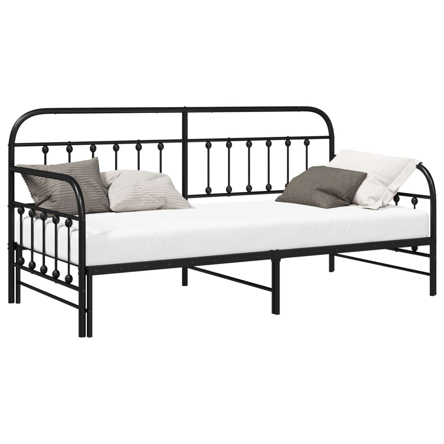 Bedframe voor een daybed Zwart 90 x 200 cm Gepoedercoat staal is nu te koop bij PeponiXL, paradijselijk wonen!