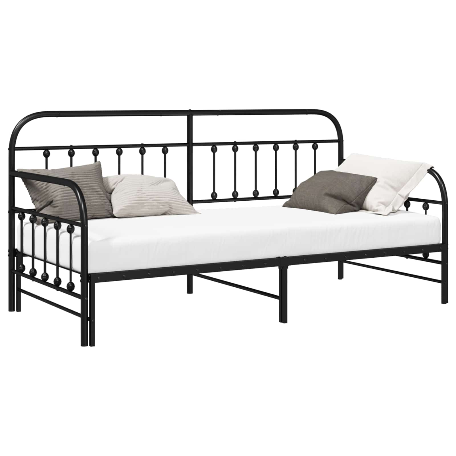 Bedframe voor een daybed Zwart 90 x 200 cm Gepoedercoat staal is nu te koop bij PeponiXL, paradijselijk wonen!