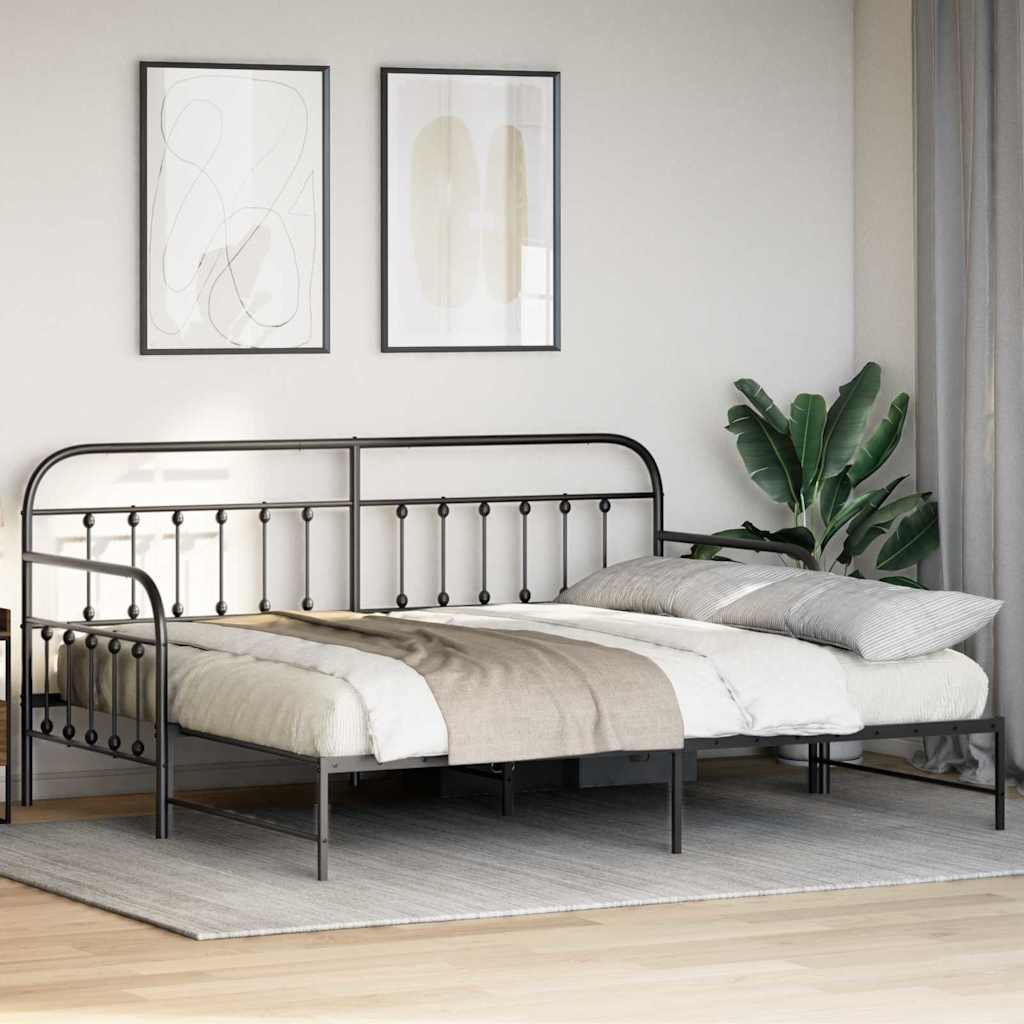 Bedframe voor een daybed Zwart 100 x 200 cm Gepoedercoat staal is nu te koop bij PeponiXL, paradijselijk wonen!