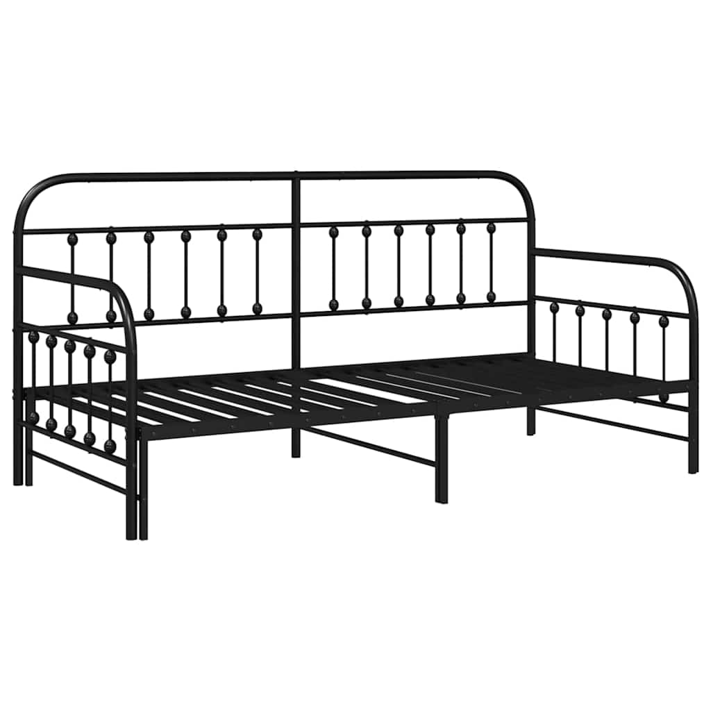 Bedframe voor een daybed Zwart 100 x 200 cm Gepoedercoat staal is nu te koop bij PeponiXL, paradijselijk wonen!