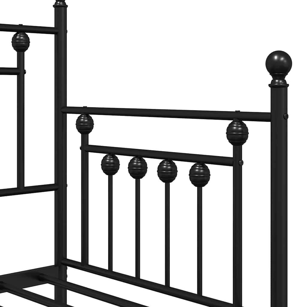 Bedframe voor een daybed met hoofdeinde Zwart 75 x 190 cm Staal