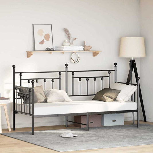 Bedframe voor een daybed met hoofdeinde Zwart 75 x 190 cm Staal is nu te koop bij PeponiXL, paradijselijk wonen!