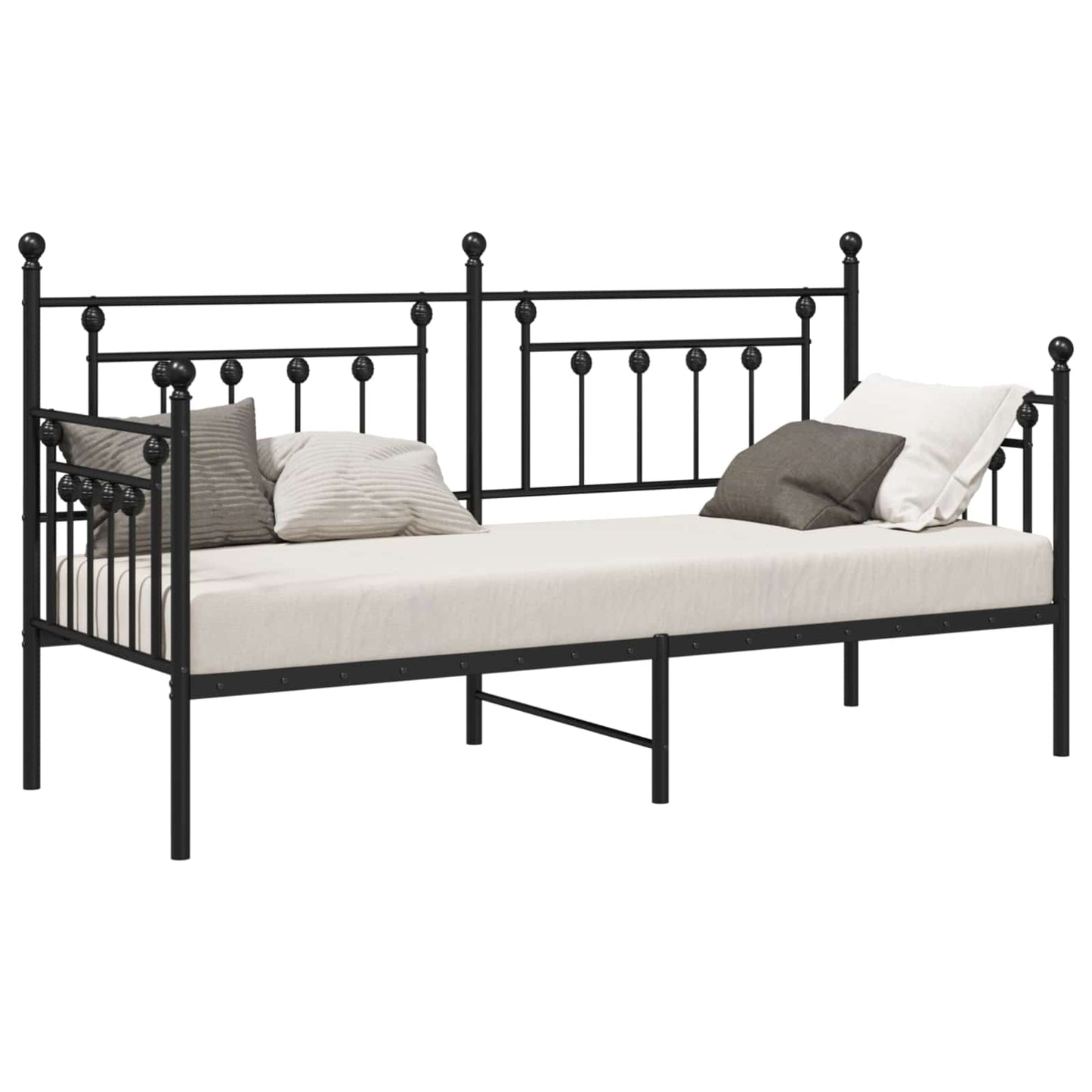 Bedframe voor een daybed met hoofdeinde Zwart 75 x 190 cm Staal