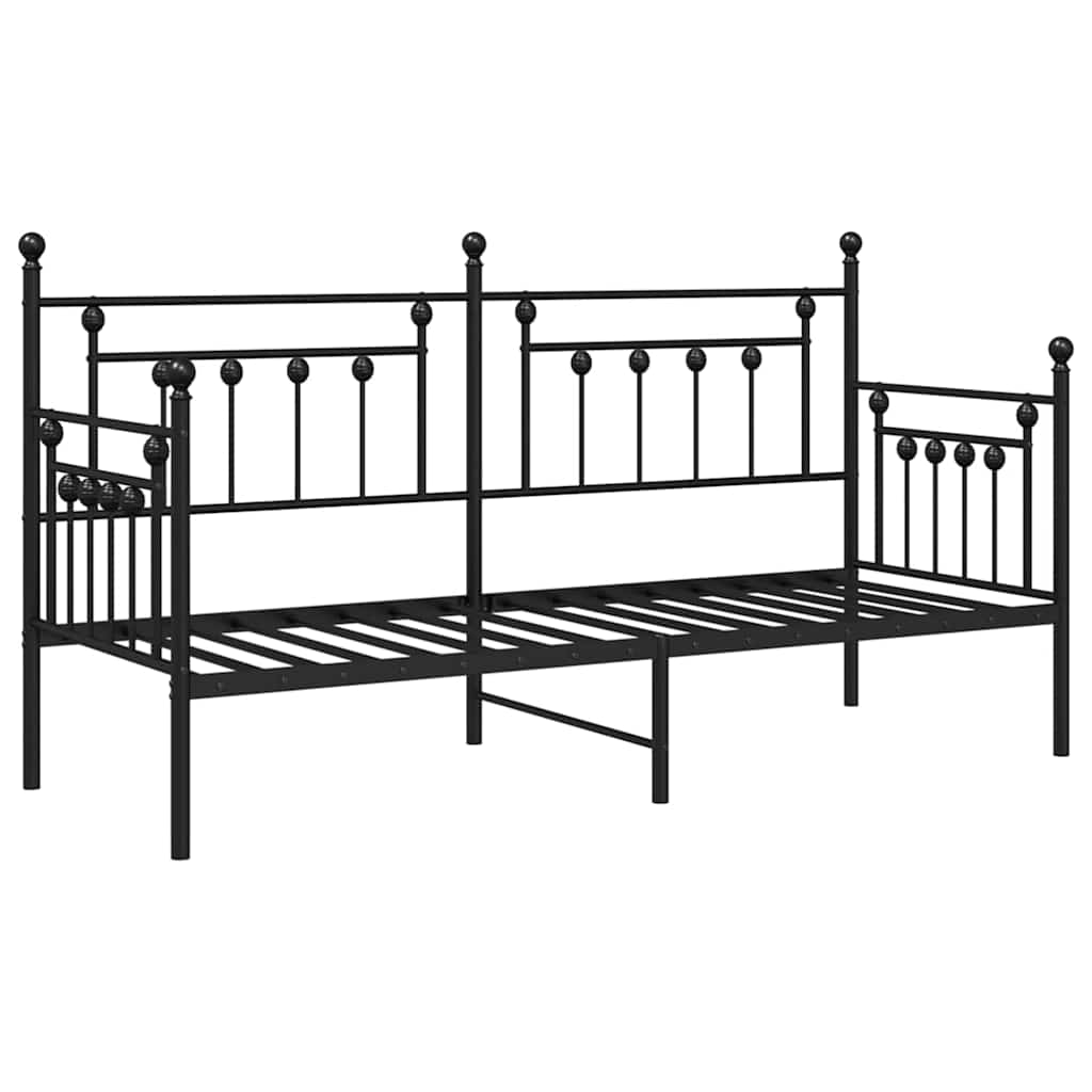 Bedframe voor een daybed met hoofdeinde Zwart 75 x 190 cm Staal