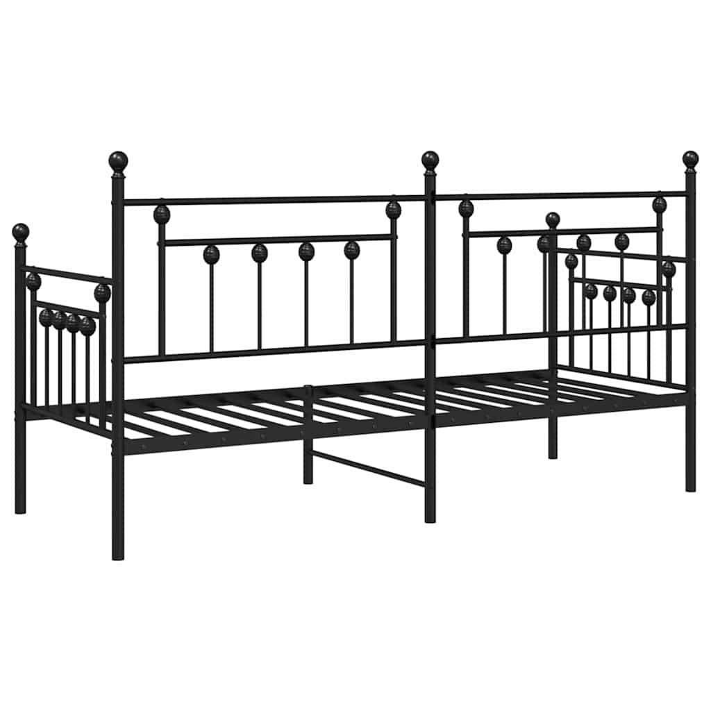 Bedframe voor een daybed met hoofdeinde Zwart 75 x 190 cm Staal