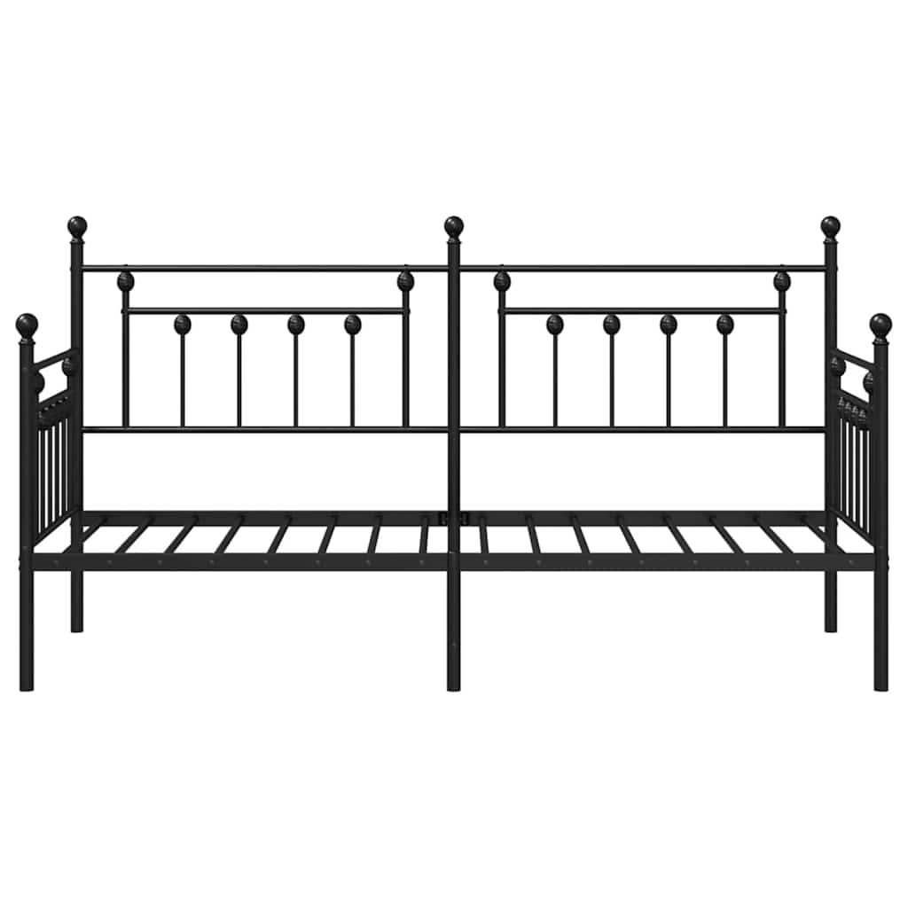 Bedframe voor een daybed met hoofdeinde Zwart 75 x 190 cm Staal