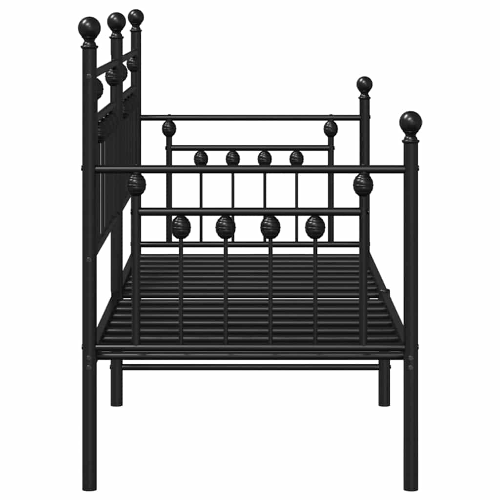 Bedframe voor een daybed met hoofdeinde Zwart 75 x 190 cm Staal