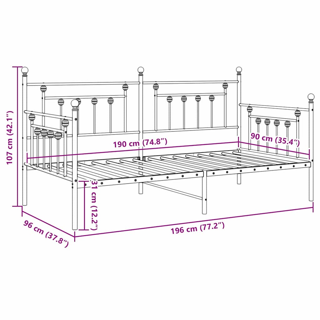 Bedframe voor een daybed Wit 90 x 190 cm Staal is nu te koop bij PeponiXL, paradijselijk wonen!