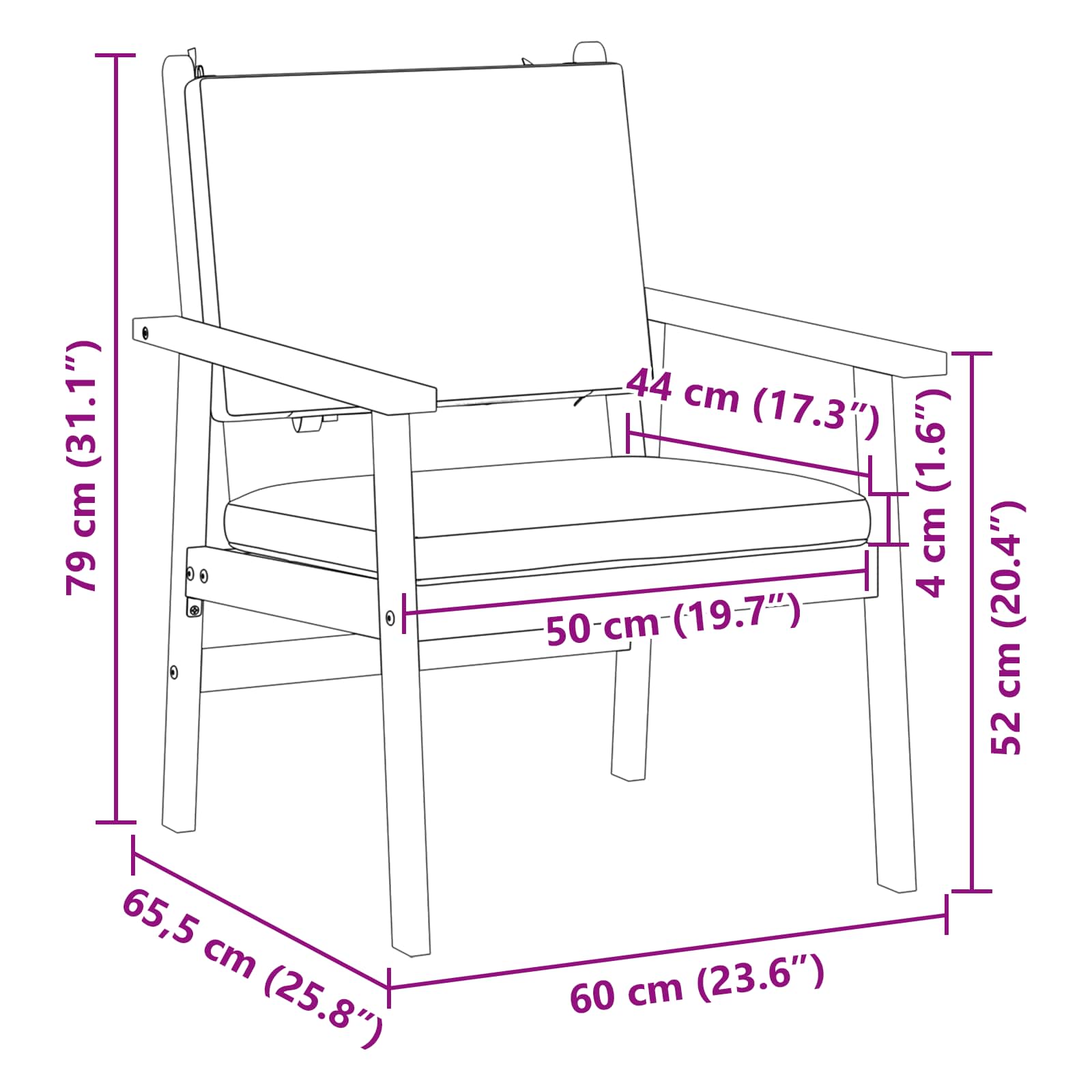 Tuinstoel met kussen 2 pcs Crème Wit Massief Acaciahout is nu te koop bij PeponiXL, paradijselijk wonen!