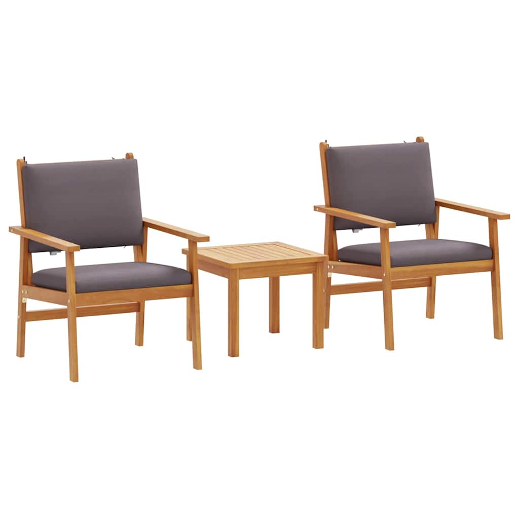 Tuinbankenset 3 pcs Antraciet Massief Acaciahout is nu te koop bij PeponiXL, paradijselijk wonen!