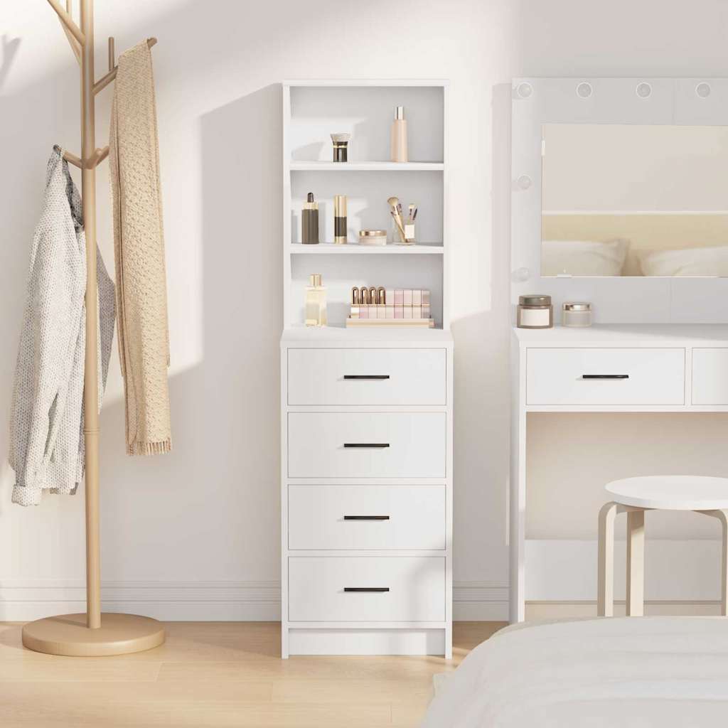 Highboard met lade Wit 40 x 41 x 135 cm Bewerkt hout is nu te koop bij PeponiXL, paradijselijk wonen!