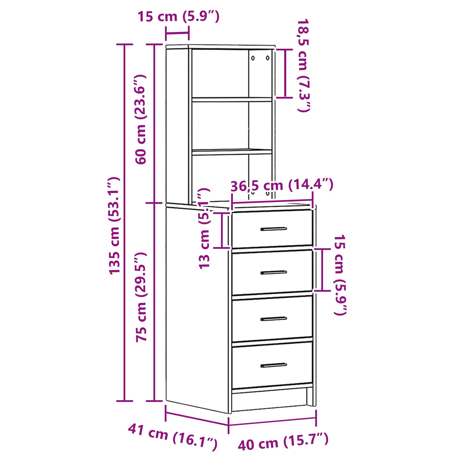 Highboard met lade Gerookt eiken 40 x 41 x 135 cm Bewerkt hout is nu te koop bij PeponiXL, paradijselijk wonen!