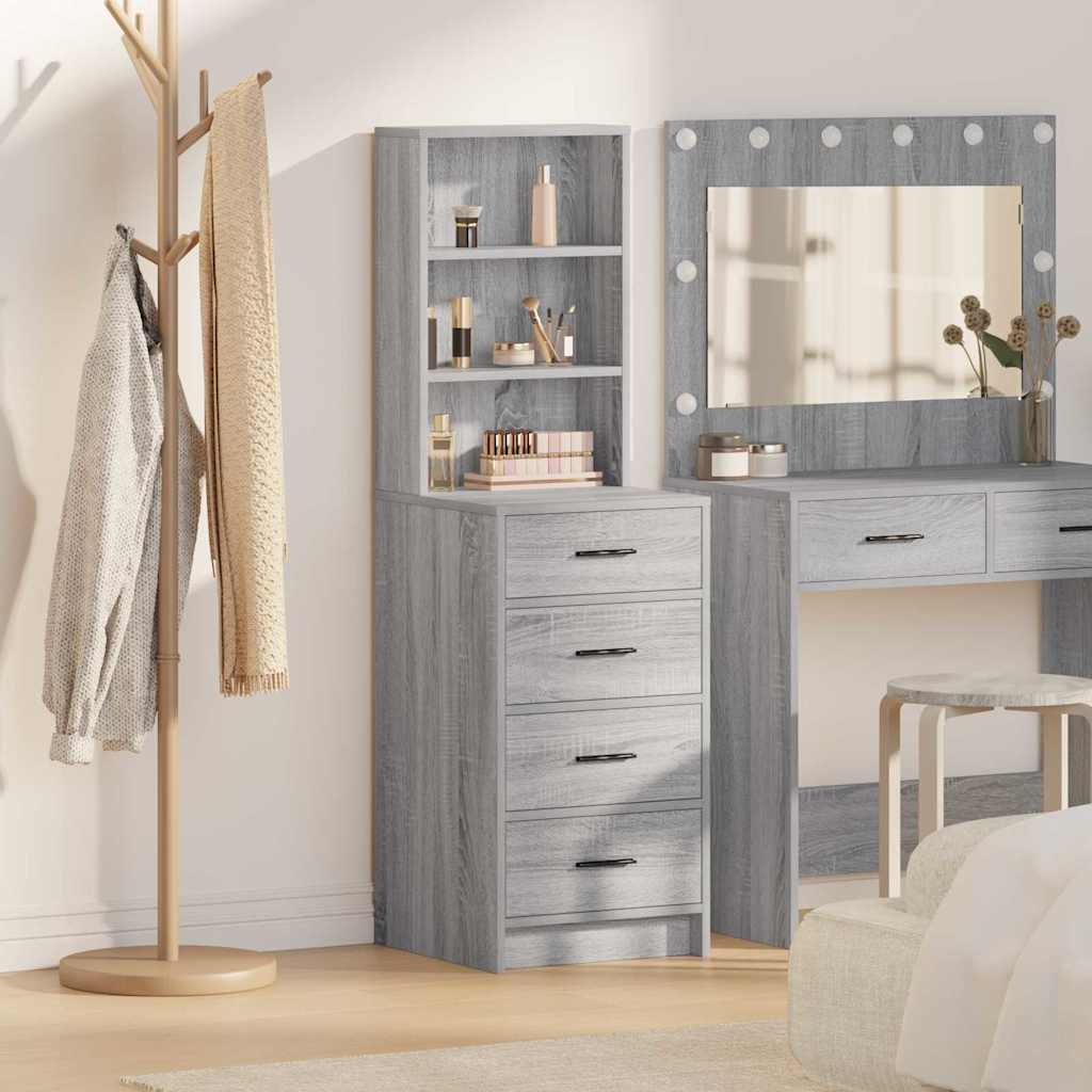 Highboard met lade Grijs sonoma 40 x 41 x 135 cm Bewerkt hout is nu te koop bij PeponiXL, paradijselijk wonen!