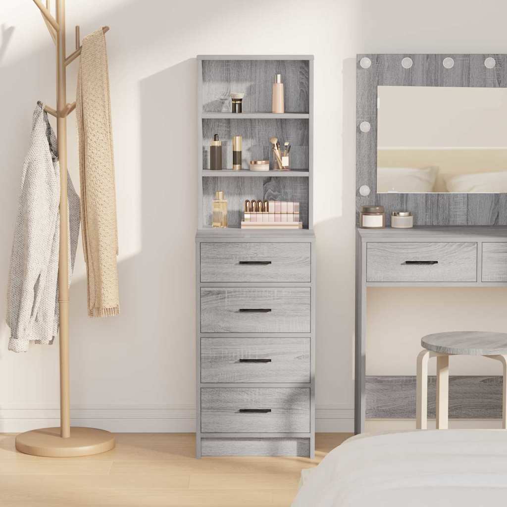 Highboard met lade Grijs sonoma 40 x 41 x 135 cm Bewerkt hout is nu te koop bij PeponiXL, paradijselijk wonen!