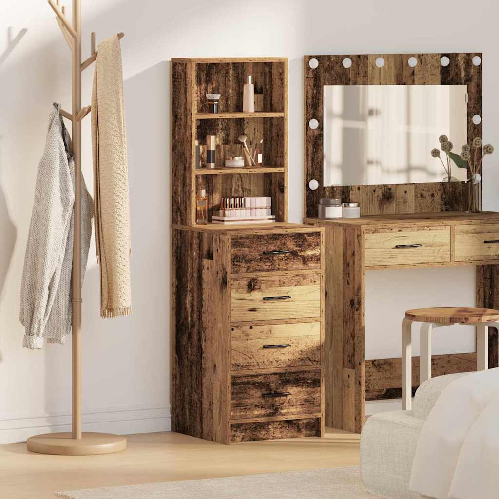 Highboard met lade Oud hout 40 x 41 x 135 cm Bewerkt hout is nu te koop bij PeponiXL, paradijselijk wonen!