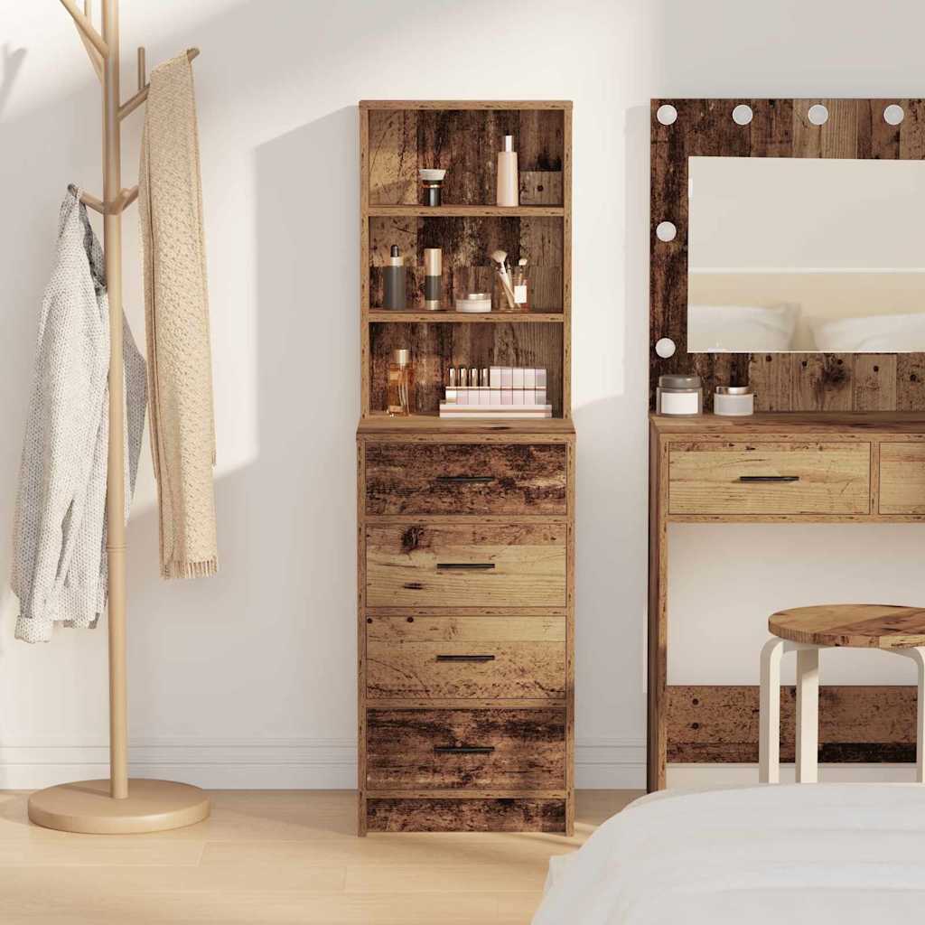 Highboard met lade Oud hout 40 x 41 x 135 cm Bewerkt hout is nu te koop bij PeponiXL, paradijselijk wonen!