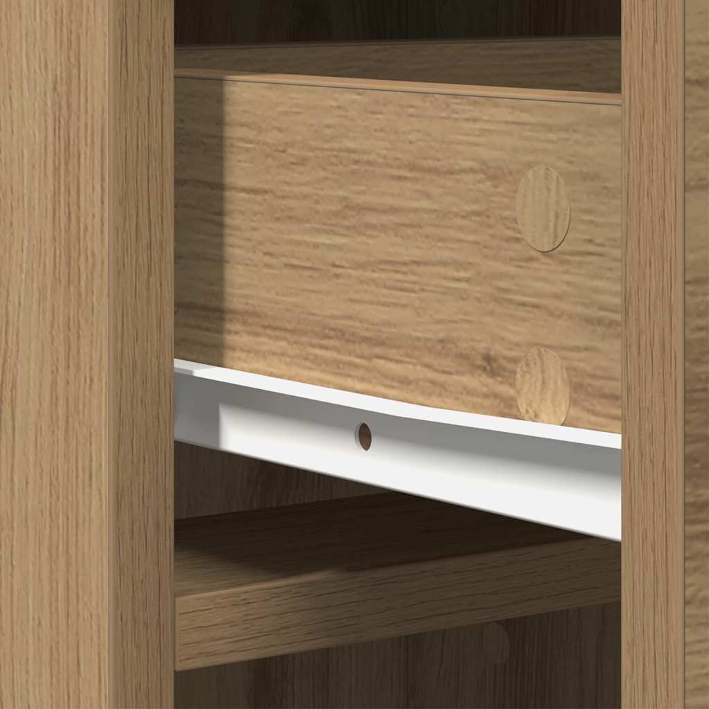 Highboard artisanaal eikenkleurig 40 x 41 x 135 cm Bewerkt hout is nu te koop bij PeponiXL, paradijselijk wonen!