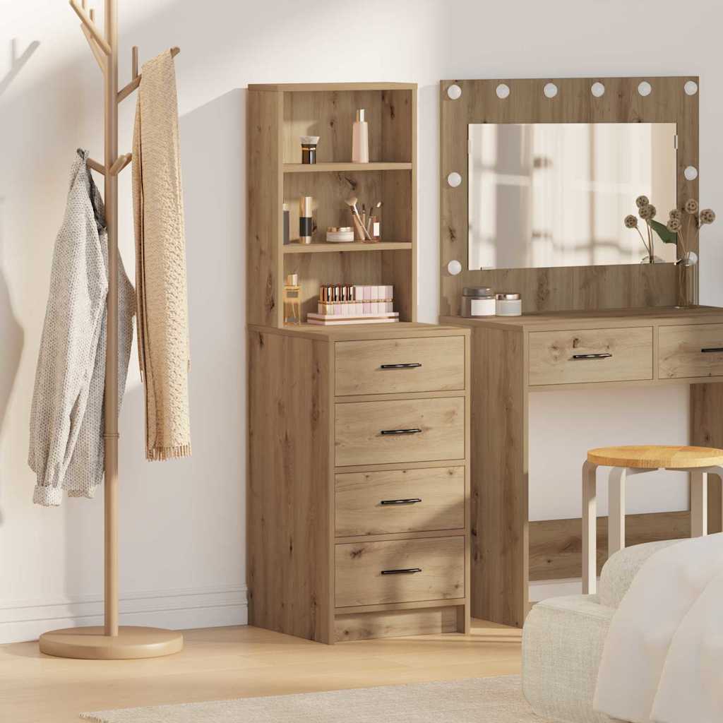 Highboard artisanaal eikenkleurig 40 x 41 x 135 cm Bewerkt hout is nu te koop bij PeponiXL, paradijselijk wonen!
