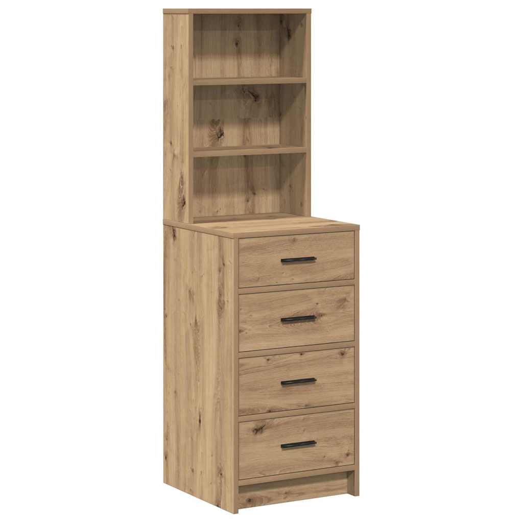 Highboard artisanaal eikenkleurig 40 x 41 x 135 cm Bewerkt hout is nu te koop bij PeponiXL, paradijselijk wonen!