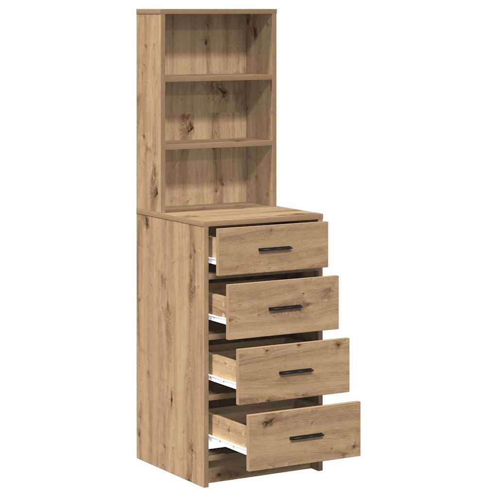 Highboard artisanaal eikenkleurig 40 x 41 x 135 cm Bewerkt hout is nu te koop bij PeponiXL, paradijselijk wonen!