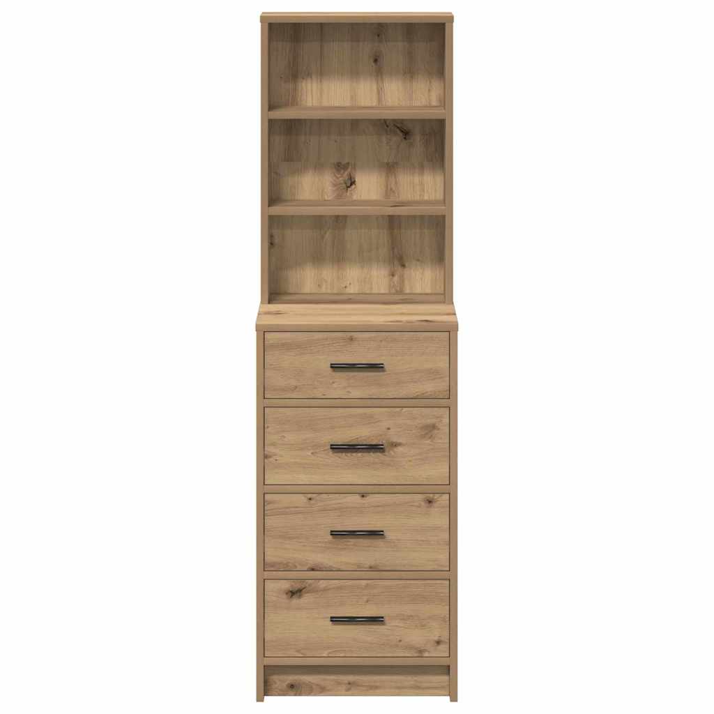 Highboard artisanaal eikenkleurig 40 x 41 x 135 cm Bewerkt hout is nu te koop bij PeponiXL, paradijselijk wonen!
