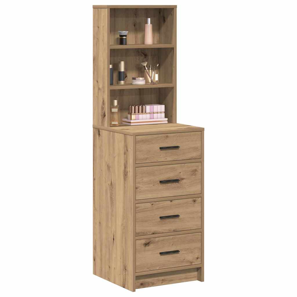 Highboard artisanaal eikenkleurig 40 x 41 x 135 cm Bewerkt hout is nu te koop bij PeponiXL, paradijselijk wonen!