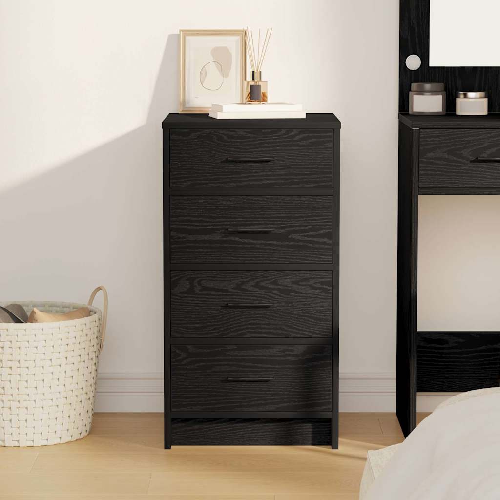 Dressoir met lade Zwart eiken 40 x 41 x 75 cm Bewerkt hout is nu te koop bij PeponiXL, paradijselijk wonen!