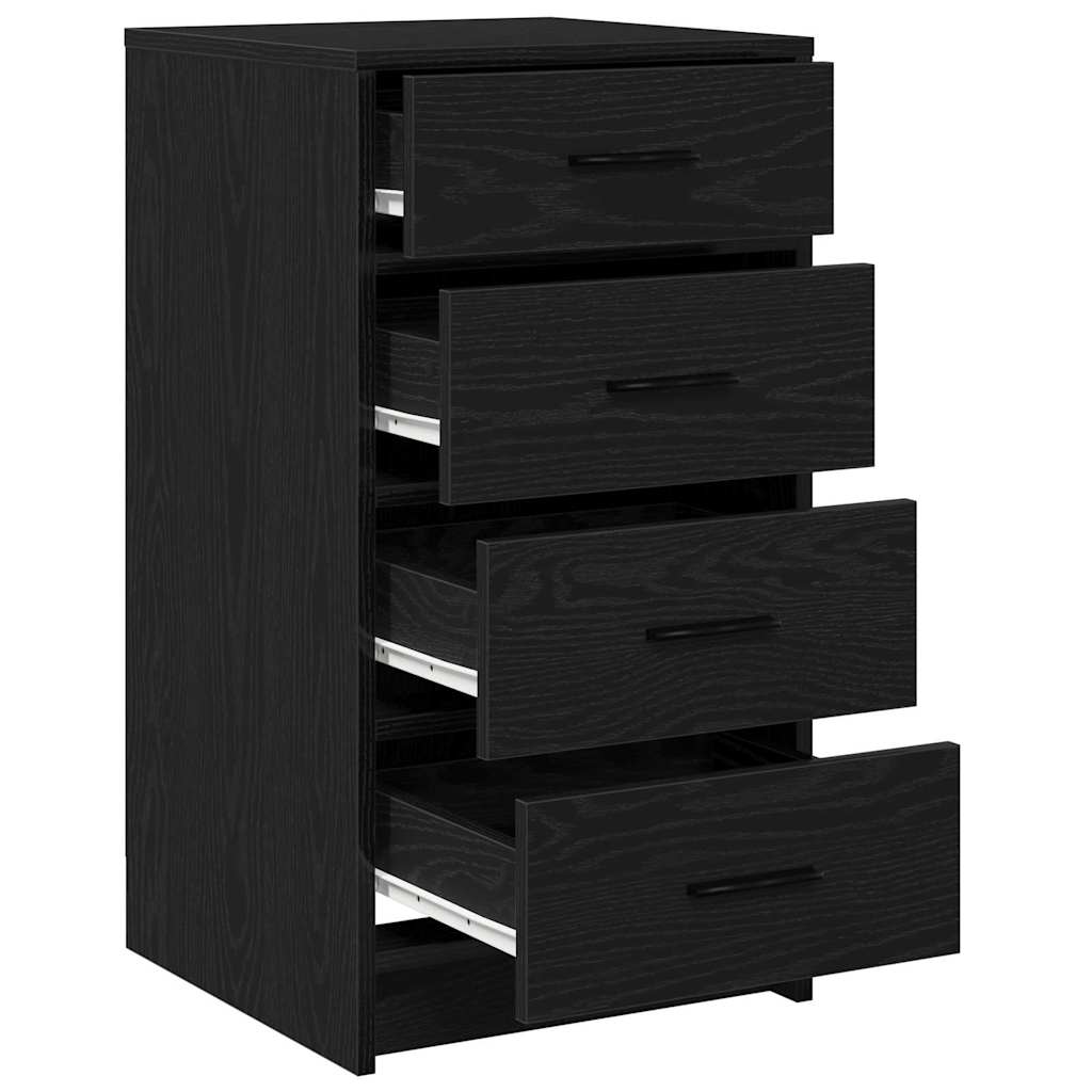 Dressoir met lade Zwart eiken 40 x 41 x 75 cm Bewerkt hout is nu te koop bij PeponiXL, paradijselijk wonen!