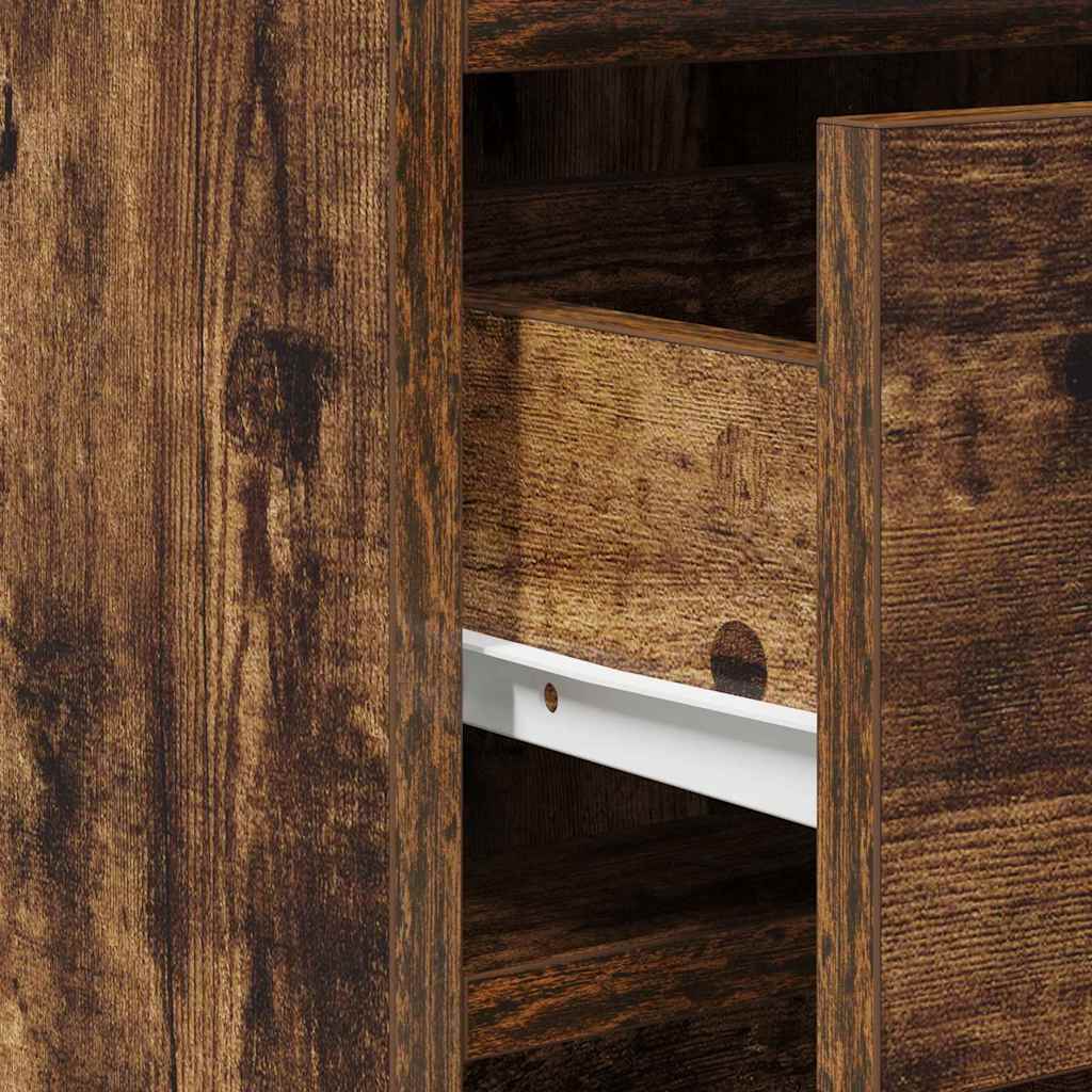 Dressoir met lade Gerookt eiken 40 x 41 x 75 cm Bewerkt hout is nu te koop bij PeponiXL, paradijselijk wonen!