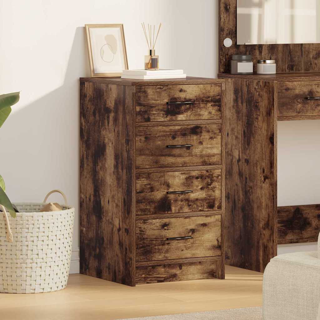 Dressoir met lade Gerookt eiken 40 x 41 x 75 cm Bewerkt hout is nu te koop bij PeponiXL, paradijselijk wonen!