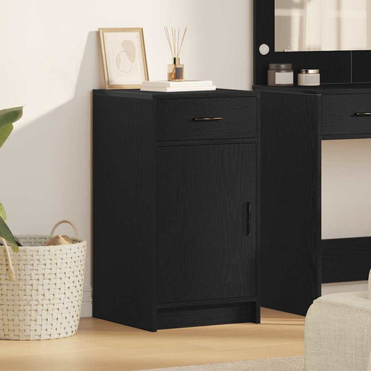 Dressoir met lade Zwart Eiken 40 x 40,5 x 75 cm Bewerkt hout is nu te koop bij PeponiXL, paradijselijk wonen!