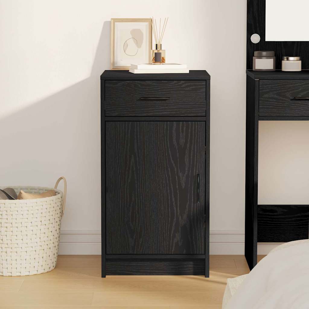 Dressoir met lade Zwart Eiken 40 x 40,5 x 75 cm Bewerkt hout is nu te koop bij PeponiXL, paradijselijk wonen!