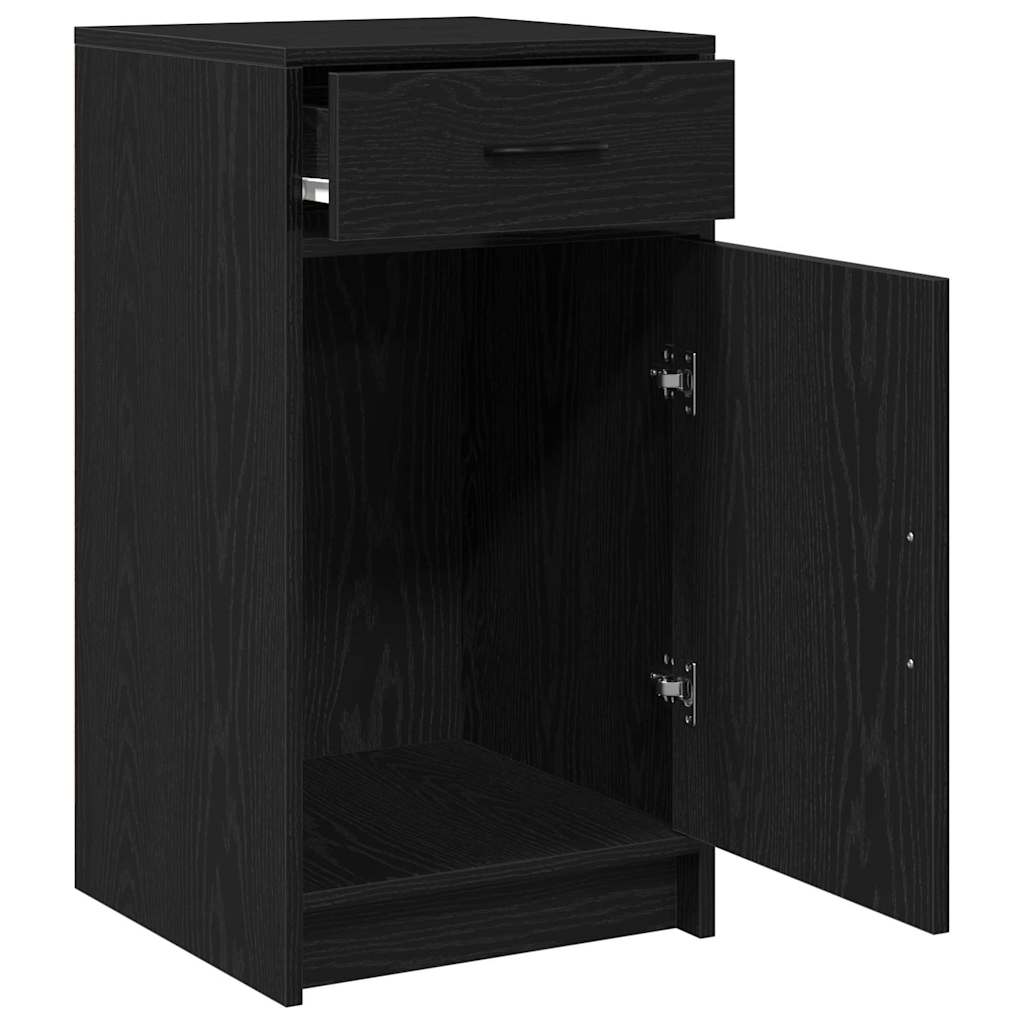 Dressoir met lade Zwart Eiken 40 x 40,5 x 75 cm Bewerkt hout is nu te koop bij PeponiXL, paradijselijk wonen!